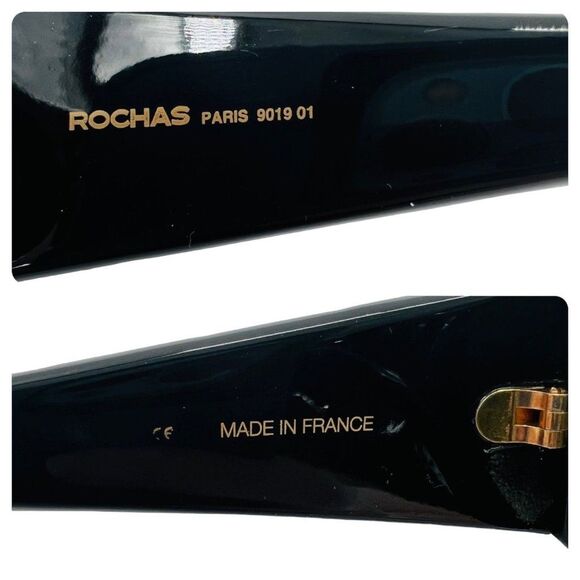 Vintage 1990s Black & Gold Rochas Paris Sunglasses Mod 9019 01 Made in France - Picture 13 of 16